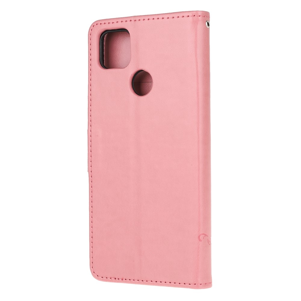 Custodia in pelle a farfalle per Xiaomi Redmi 9C, rosa