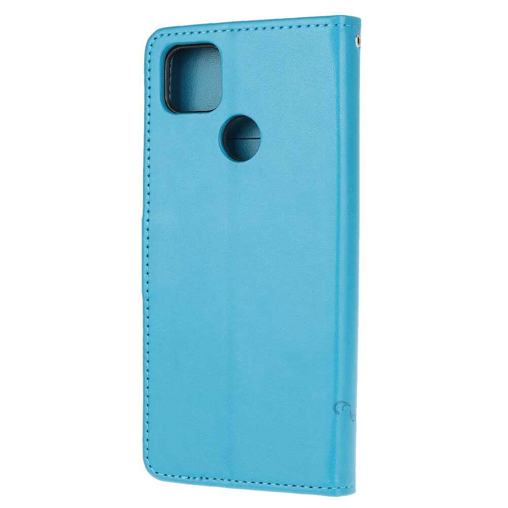 Custodia in pelle a farfalle per Xiaomi Redmi 9C, blu