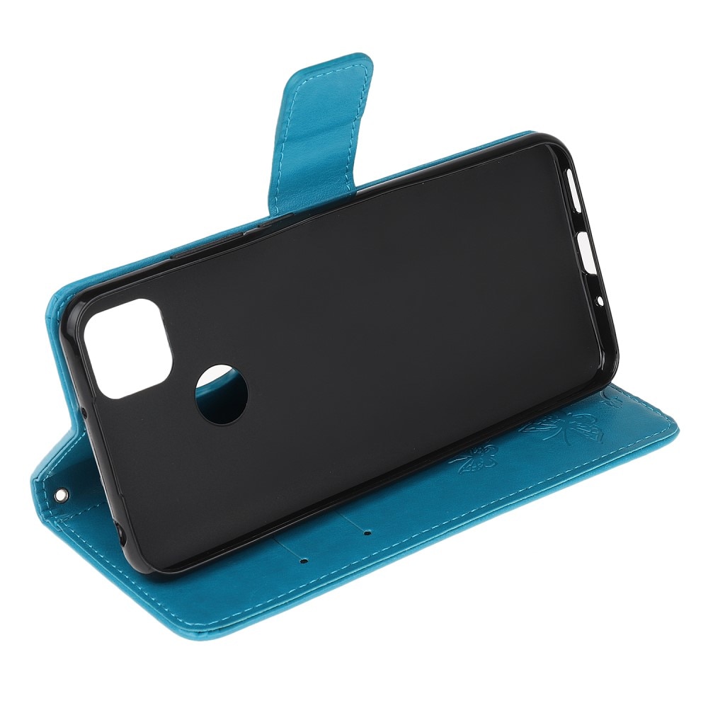 Custodia in pelle a farfalle per Xiaomi Redmi 9C, blu