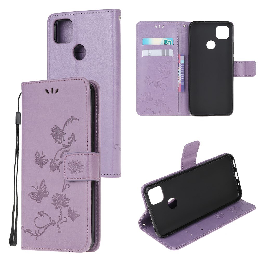 Custodia in pelle a farfalle per Xiaomi Redmi 9C, Viola