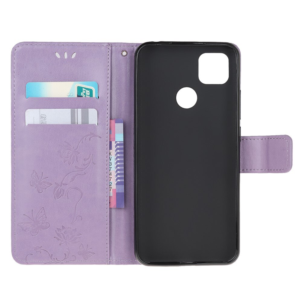 Custodia in pelle a farfalle per Xiaomi Redmi 9C, Viola