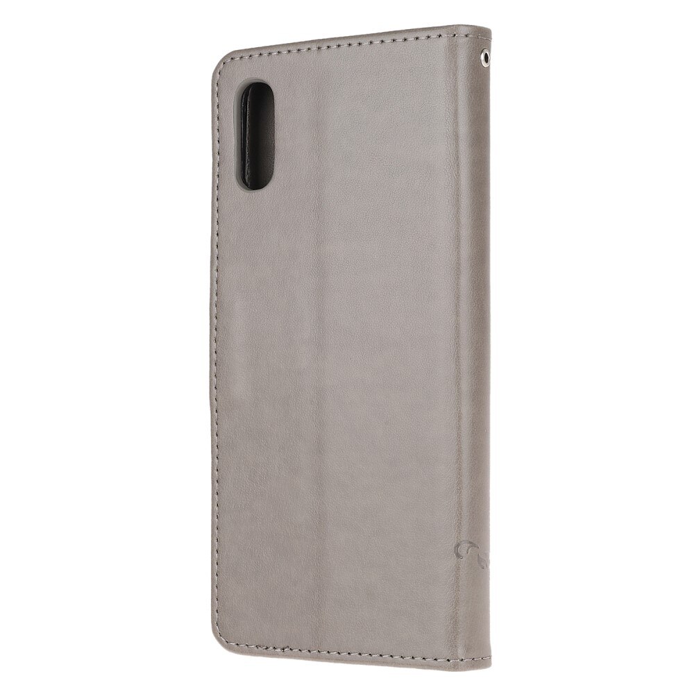 Custodia in pelle a farfalle per Xiaomi Redmi 9AT, grigio