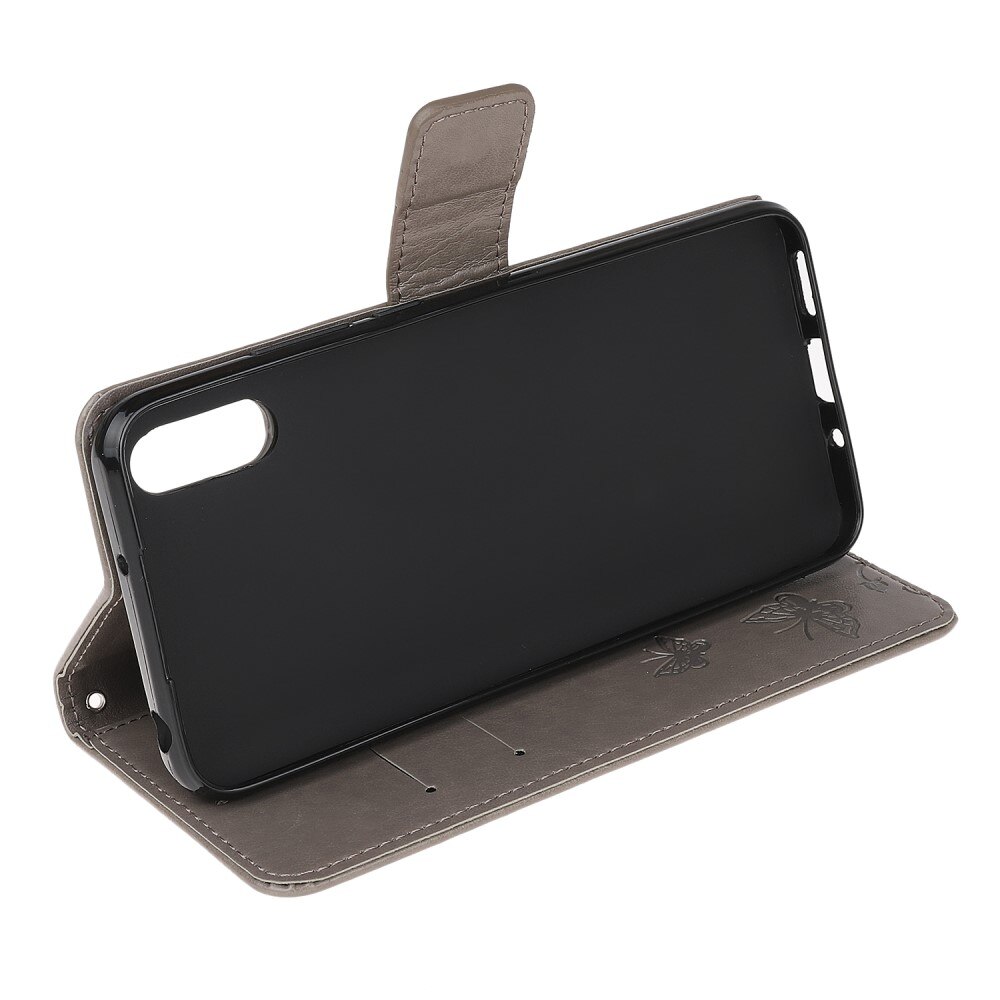 Custodia in pelle a farfalle per Xiaomi Redmi 9AT, Grigio