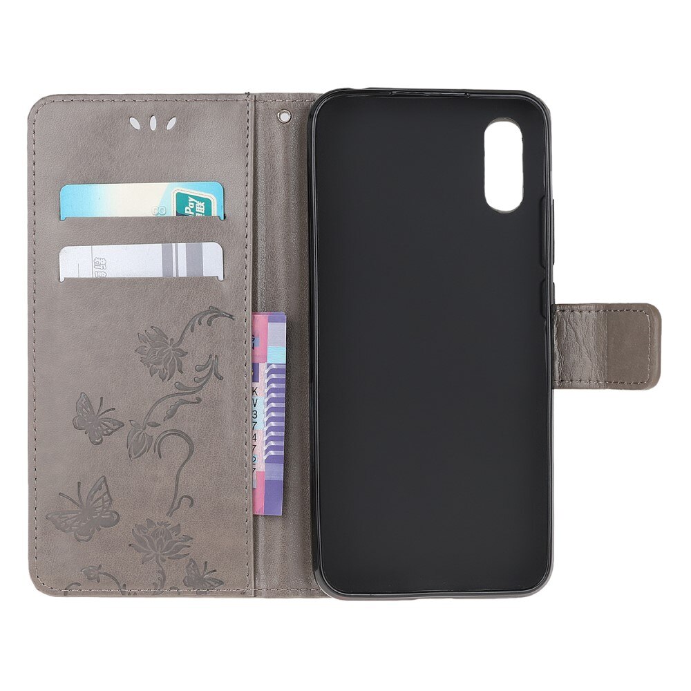 Custodia in pelle a farfalle per Xiaomi Redmi 9AT, Grigio