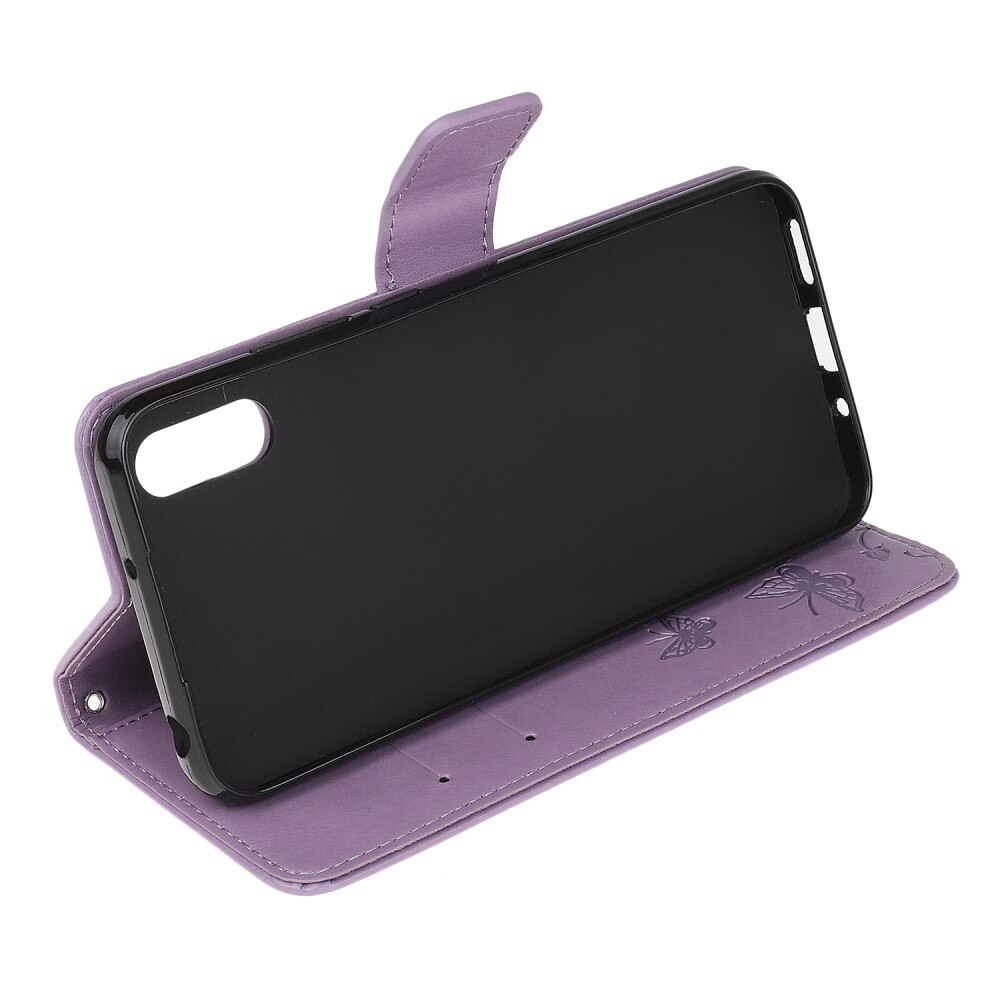 Custodia in pelle a farfalle per Xiaomi Redmi 9AT, Viola