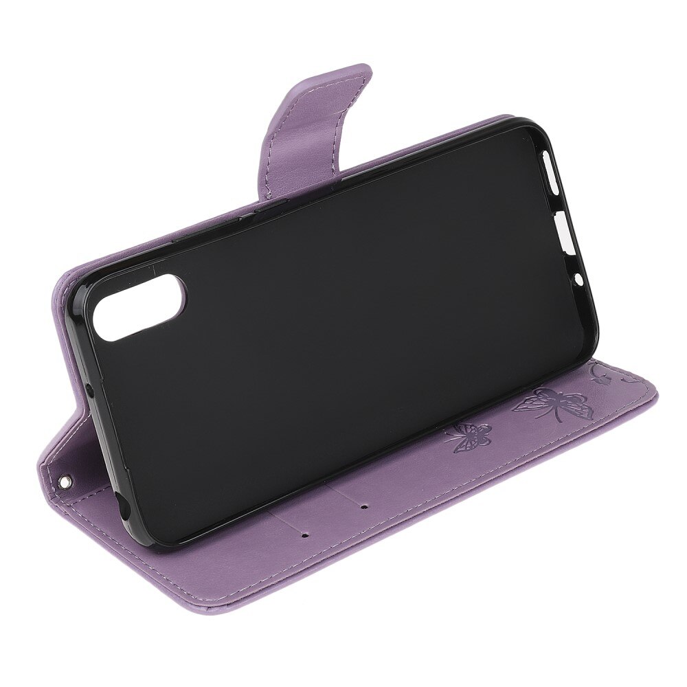 Custodia in pelle a farfalle per Xiaomi Redmi 9AT, viola