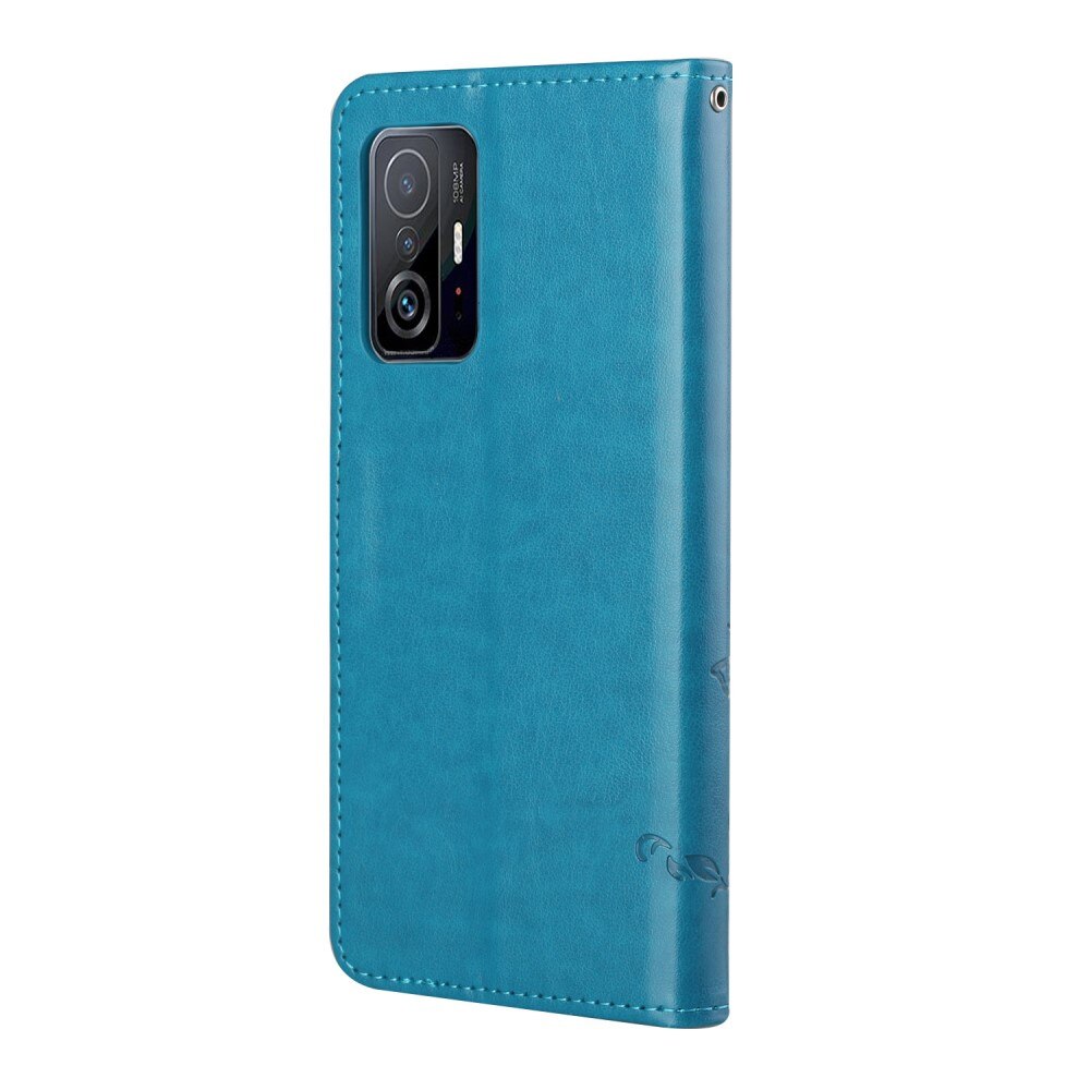 Custodia in pelle a farfalle per Xiaomi 11T/11T Pro, Blu
