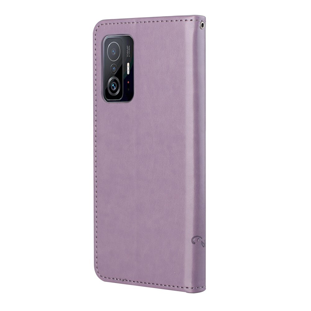 Custodia in pelle a farfalle per Xiaomi 11T/11T Pro, Viola