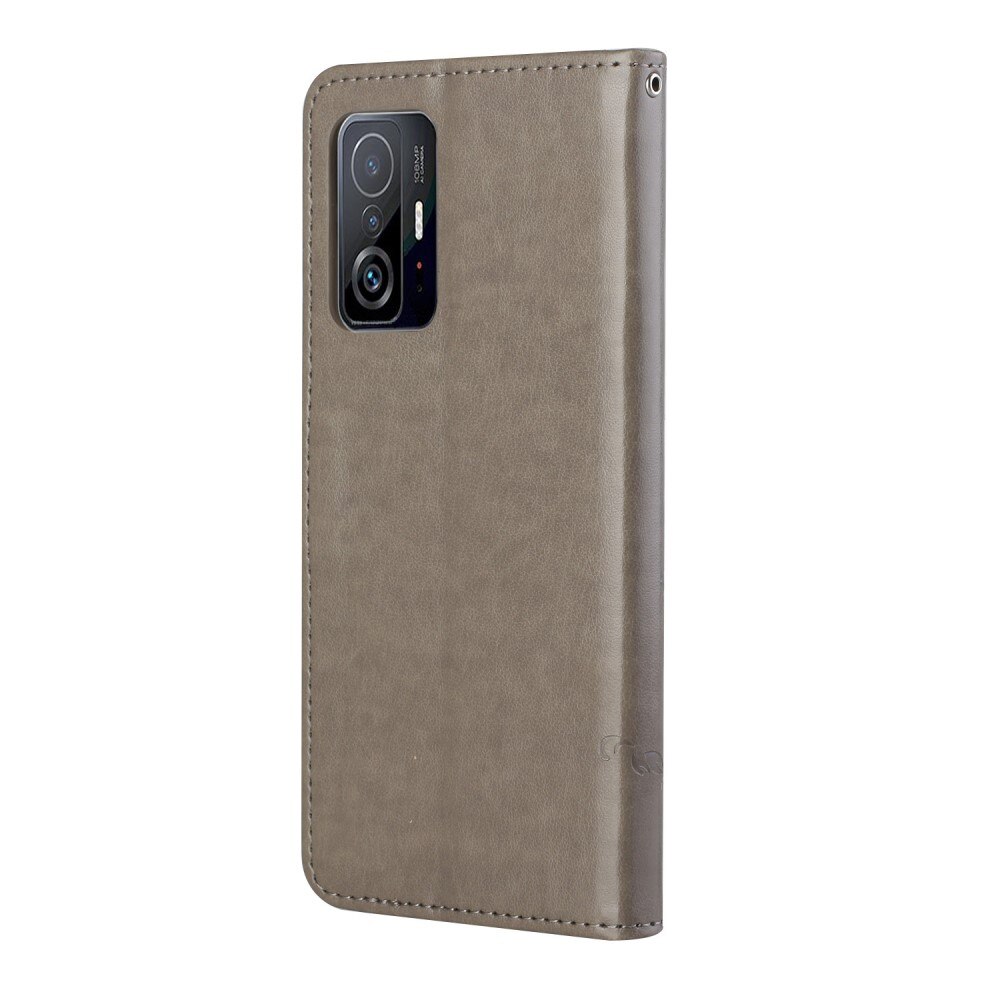 Custodia in pelle a farfalle per Xiaomi 11T/11T Pro, Grigio