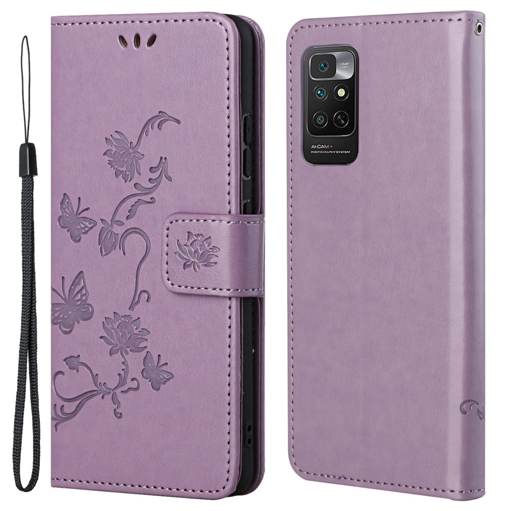 Custodia in pelle a farfalle per Xiaomi Redmi Note 11, Viola