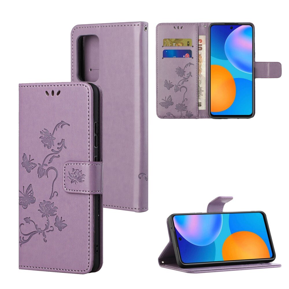 Custodia in pelle a farfalle per Xiaomi Redmi Note 11, viola