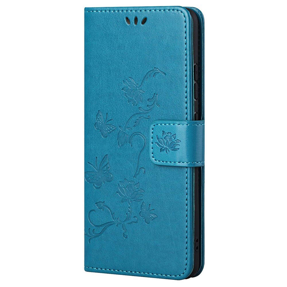 Custodia in pelle a farfalle per Xiaomi Redmi Note 11 Pro, Blu