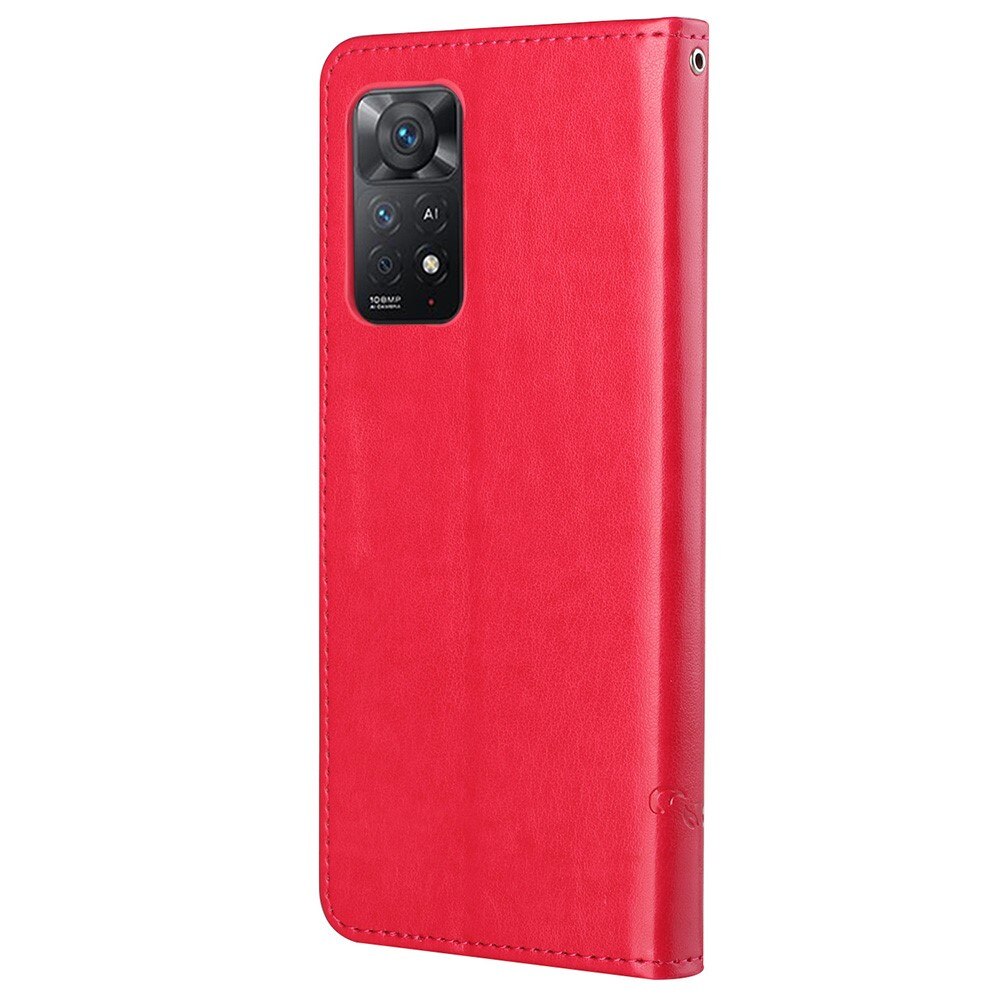 Custodia in pelle a farfalle per Xiaomi Redmi Note 11 Pro, Rosso