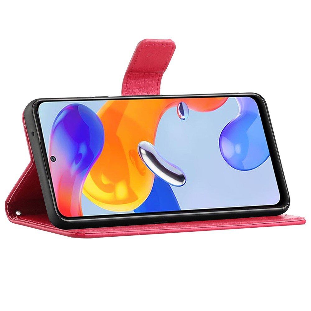 Custodia in pelle a farfalle per Xiaomi Redmi Note 11 Pro, Rosso