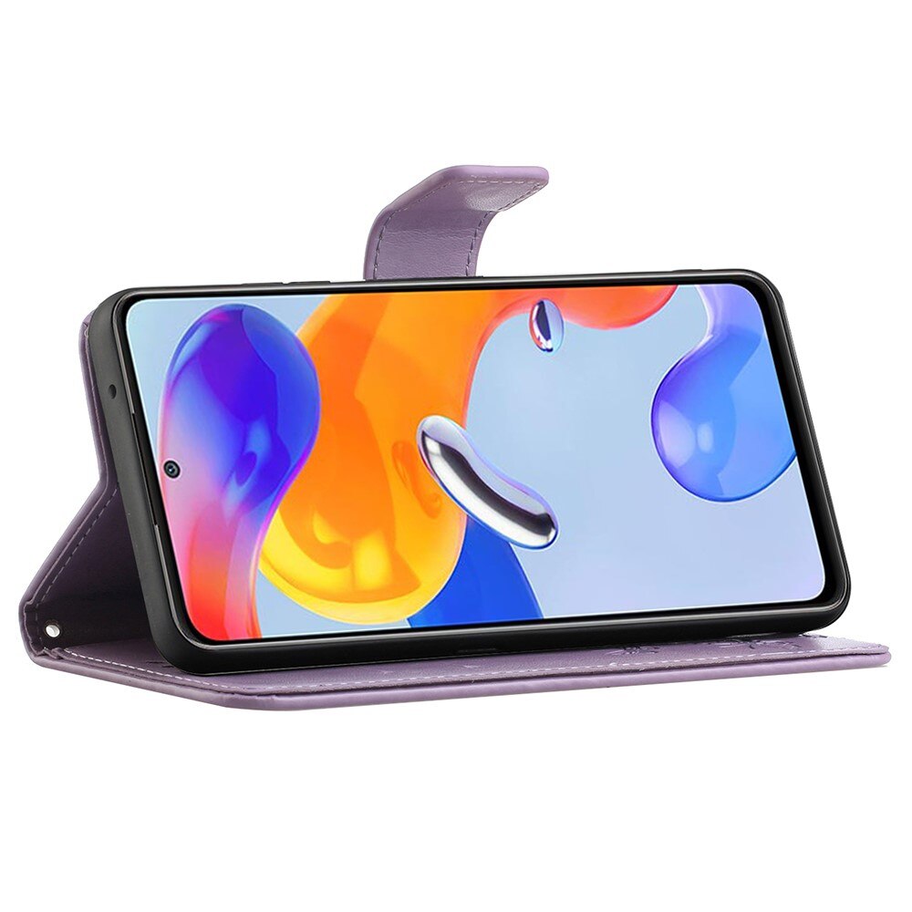 Custodia in pelle a farfalle per Xiaomi Redmi Note 11 Pro, viola