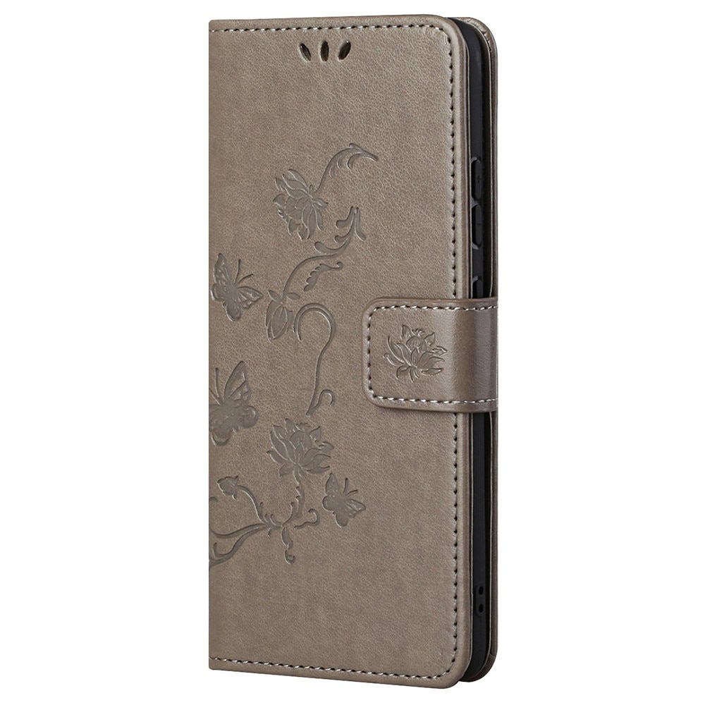 Custodia in pelle a farfalle per Xiaomi Redmi Note 11 Pro, Grigio