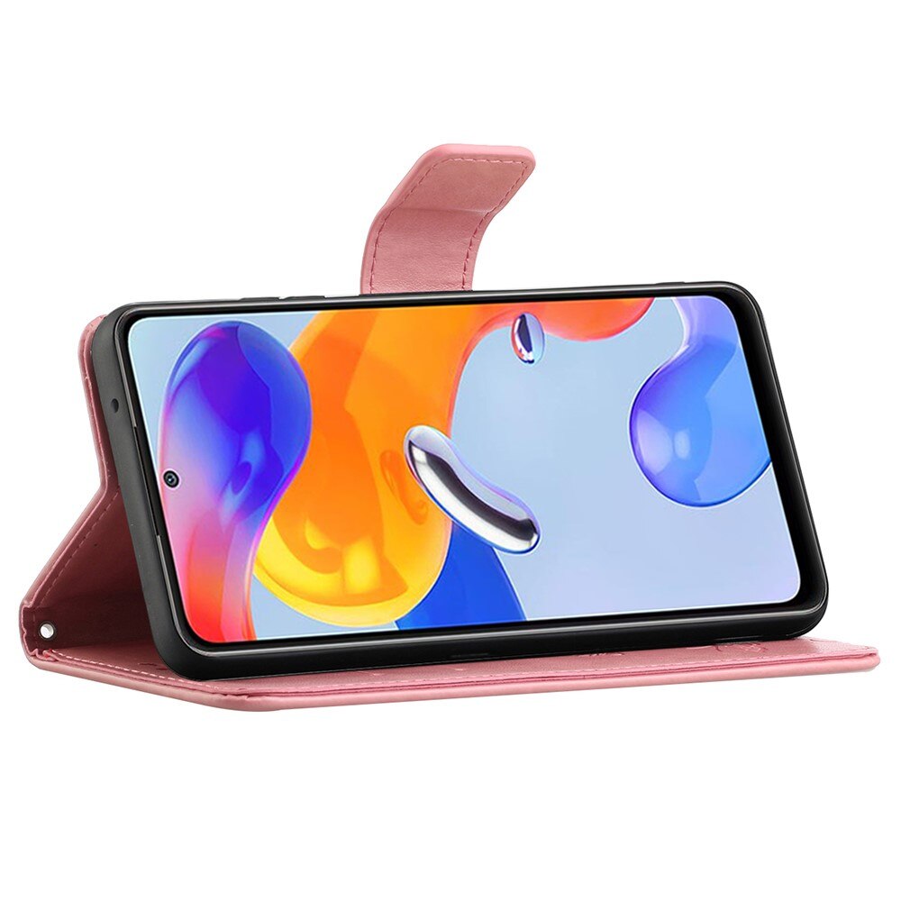 Custodia in pelle a farfalle per Xiaomi Redmi Note 11 Pro, Rosa
