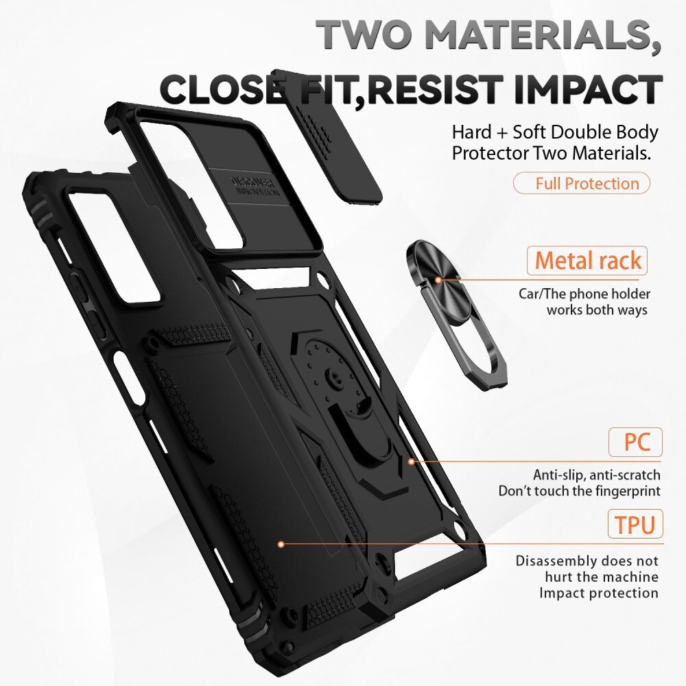 Cover ibride con anello e Protezione fotocamera Xiaomi Redmi Note 11 Pro Nero