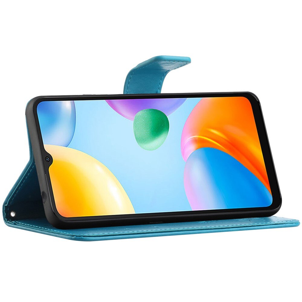Custodia in pelle a farfalle per Xiaomi Redmi 10C, Blu