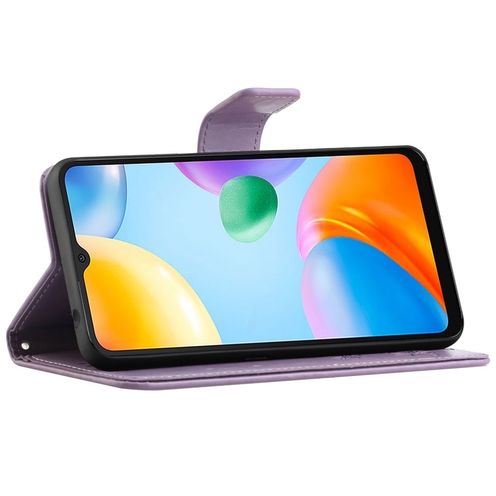 Custodia in pelle a farfalle per Xiaomi Redmi 10C, Viola