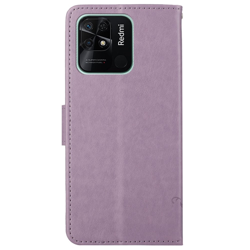 Custodia in pelle a farfalle per Xiaomi Redmi 10C, Viola