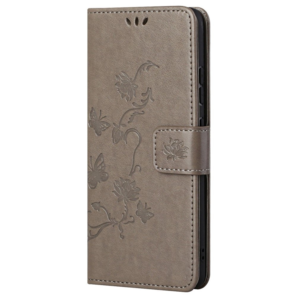 Custodia in pelle a farfalle per Xiaomi Redmi 10C, Grigio