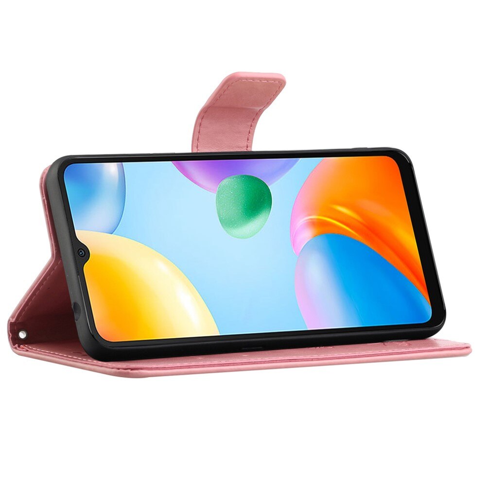 Custodia in pelle a farfalle per Xiaomi Redmi 10C, Rosa