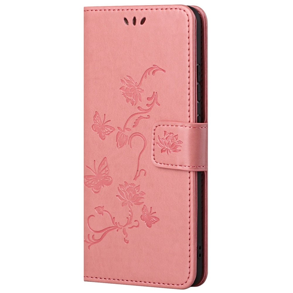 Custodia in pelle a farfalle per Xiaomi Redmi 10C, rosa