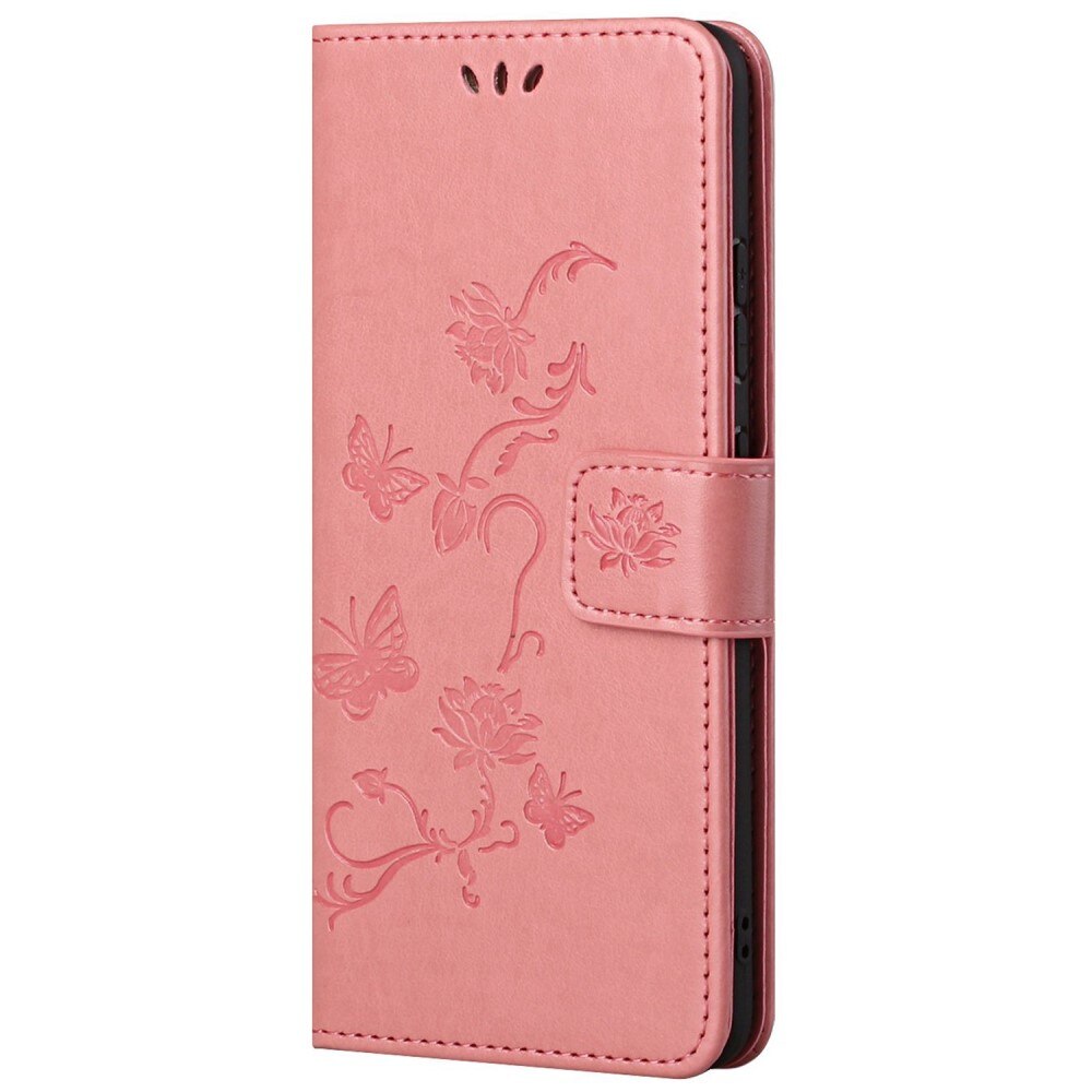 Custodia in pelle a farfalle per Xiaomi Redmi 10C, Rosa