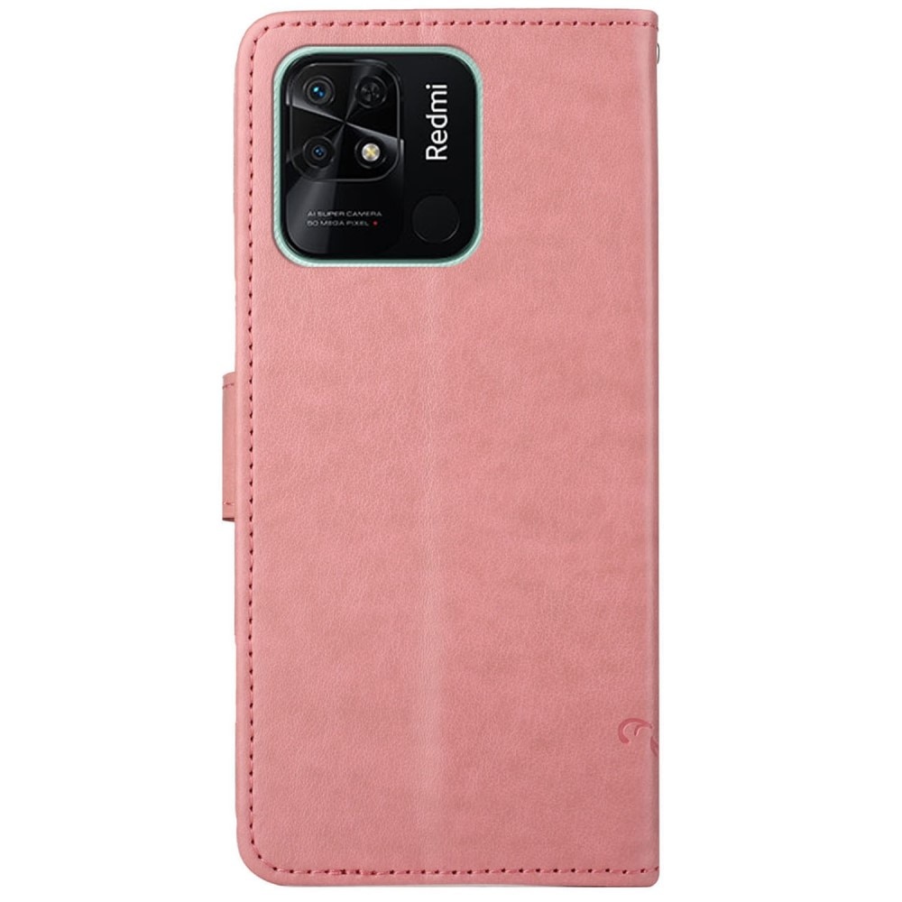 Custodia in pelle a farfalle per Xiaomi Redmi 10C, rosa