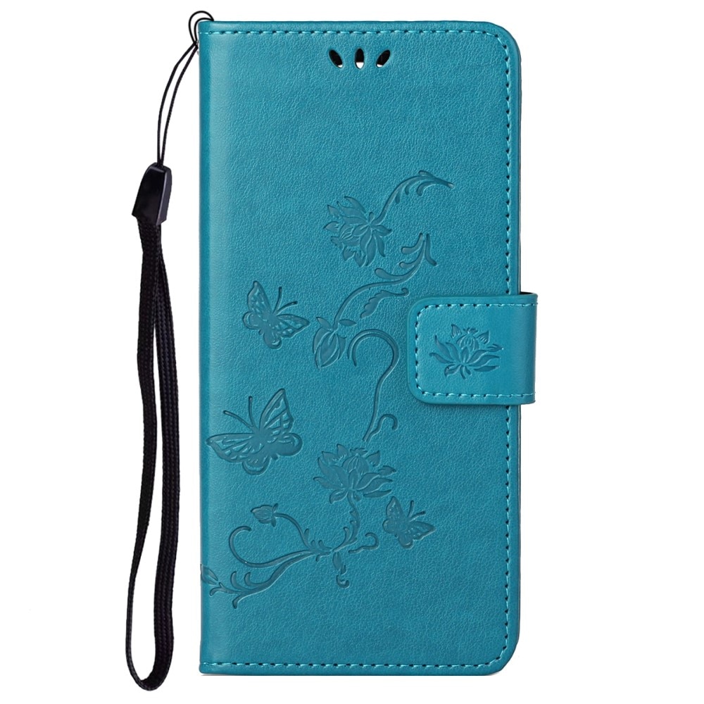 Custodia in pelle a farfalle per Google Pixel 6a, Blu