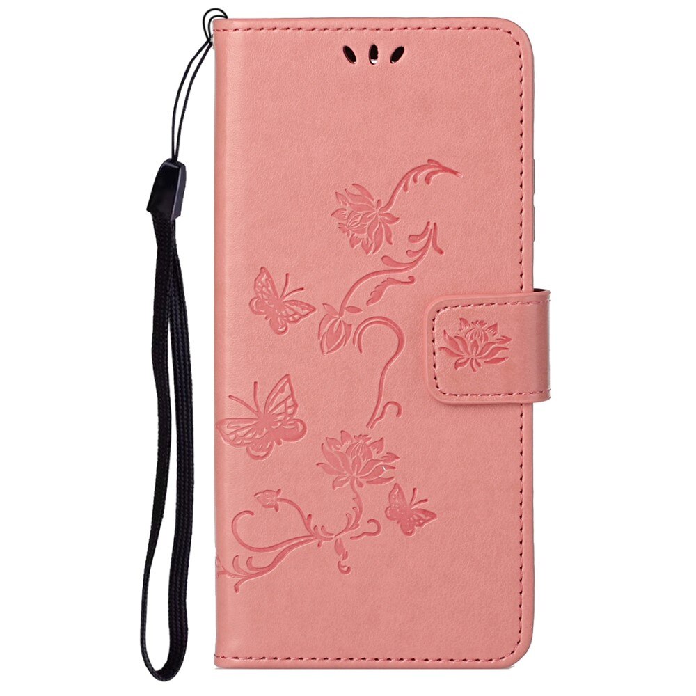 Custodia in pelle a farfalle per Google Pixel 6a, Rosa