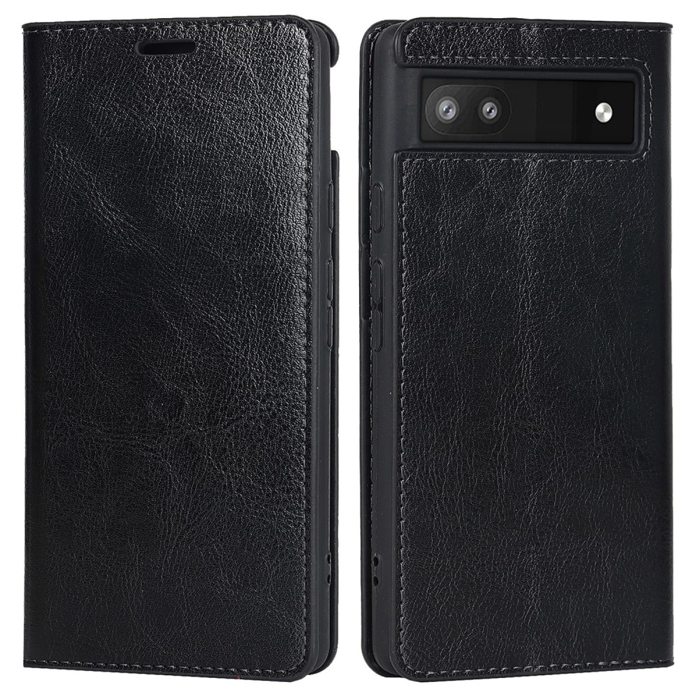 Cover Portafoglio in vera pelle Google Pixel 6a nero