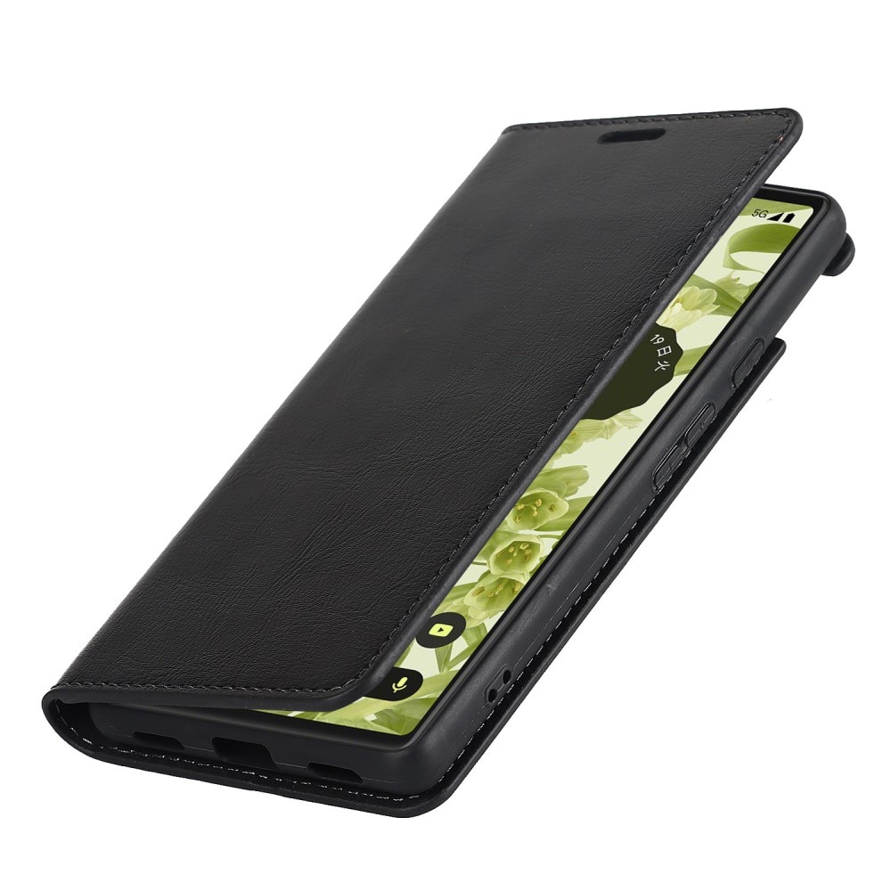 Cover Portafoglio in vera pelle Google Pixel 6a nero