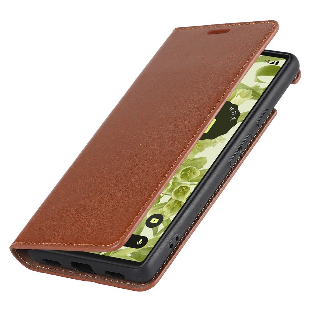 Cover Portafoglio in vera pelle Google Pixel 6a marrone