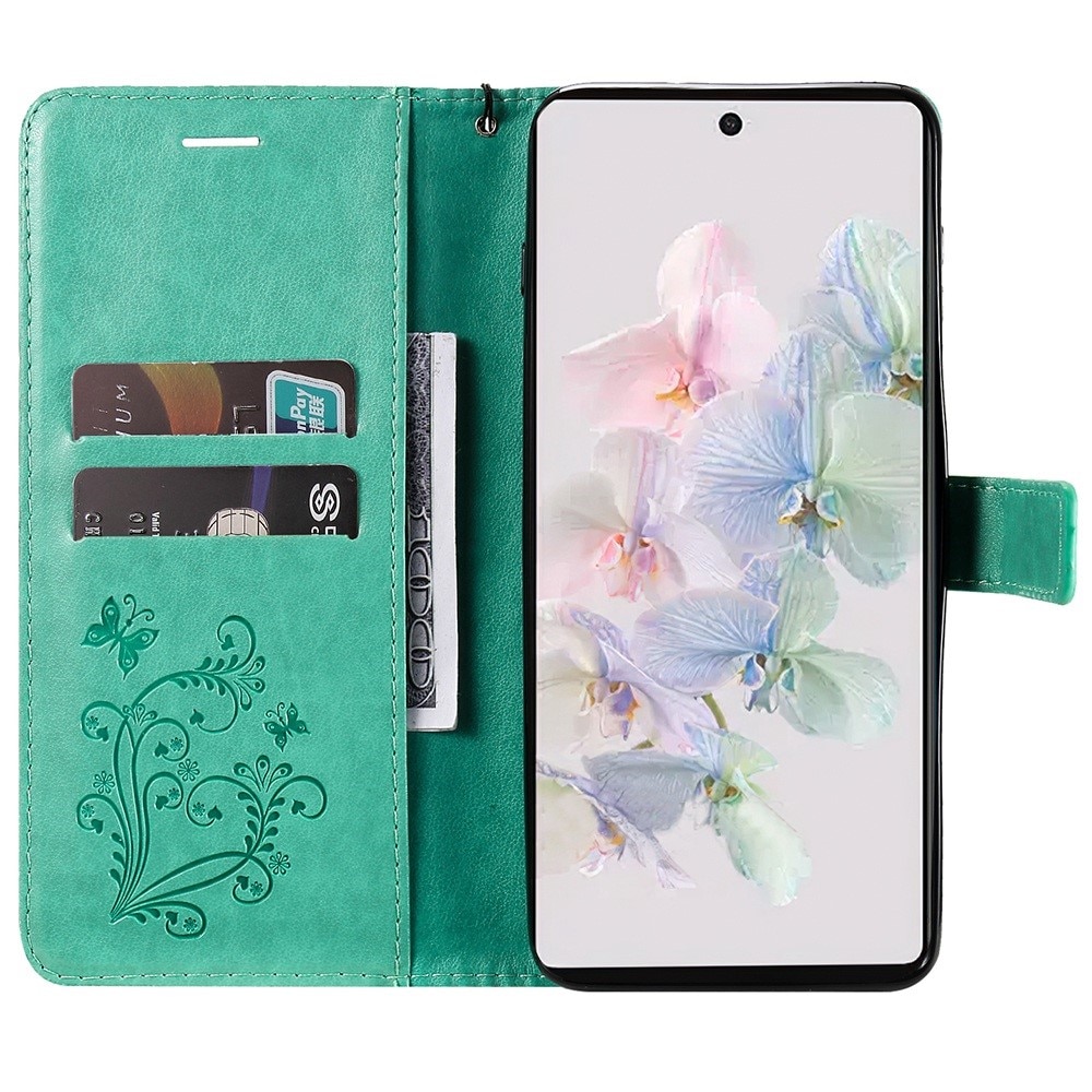 Custodia in pelle a farfalle per Google Pixel 7, Verde