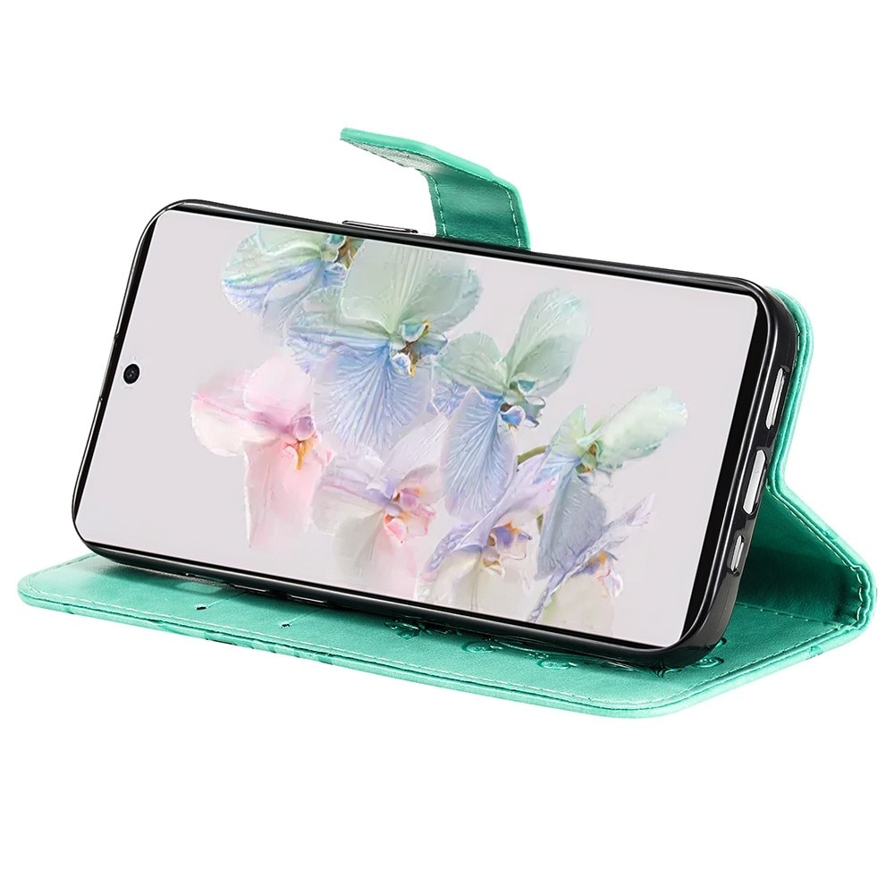 Custodia in pelle a farfalle per Google Pixel 7, Verde