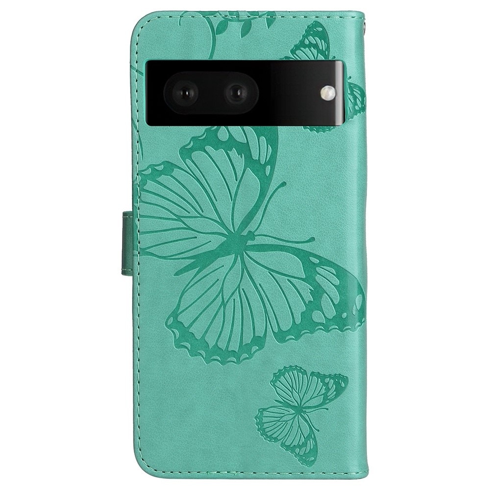 Custodia in pelle a farfalle per Google Pixel 7, verde