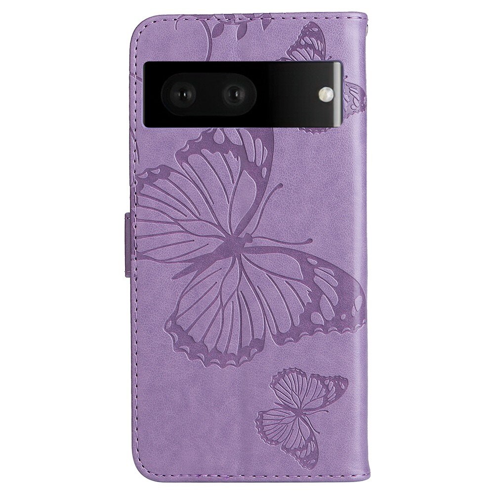 Custodia in pelle a farfalle per Google Pixel 7, Viola