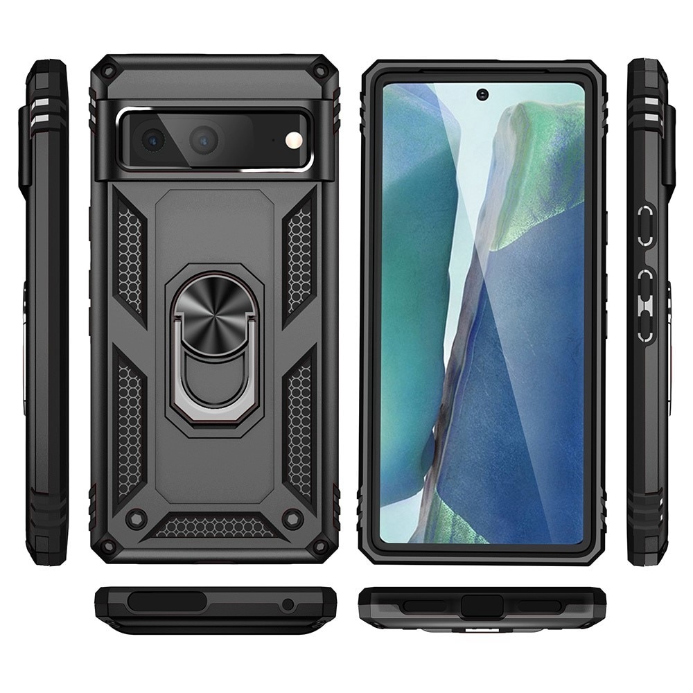 Cover ibride con anello Google Pixel 7 Nero