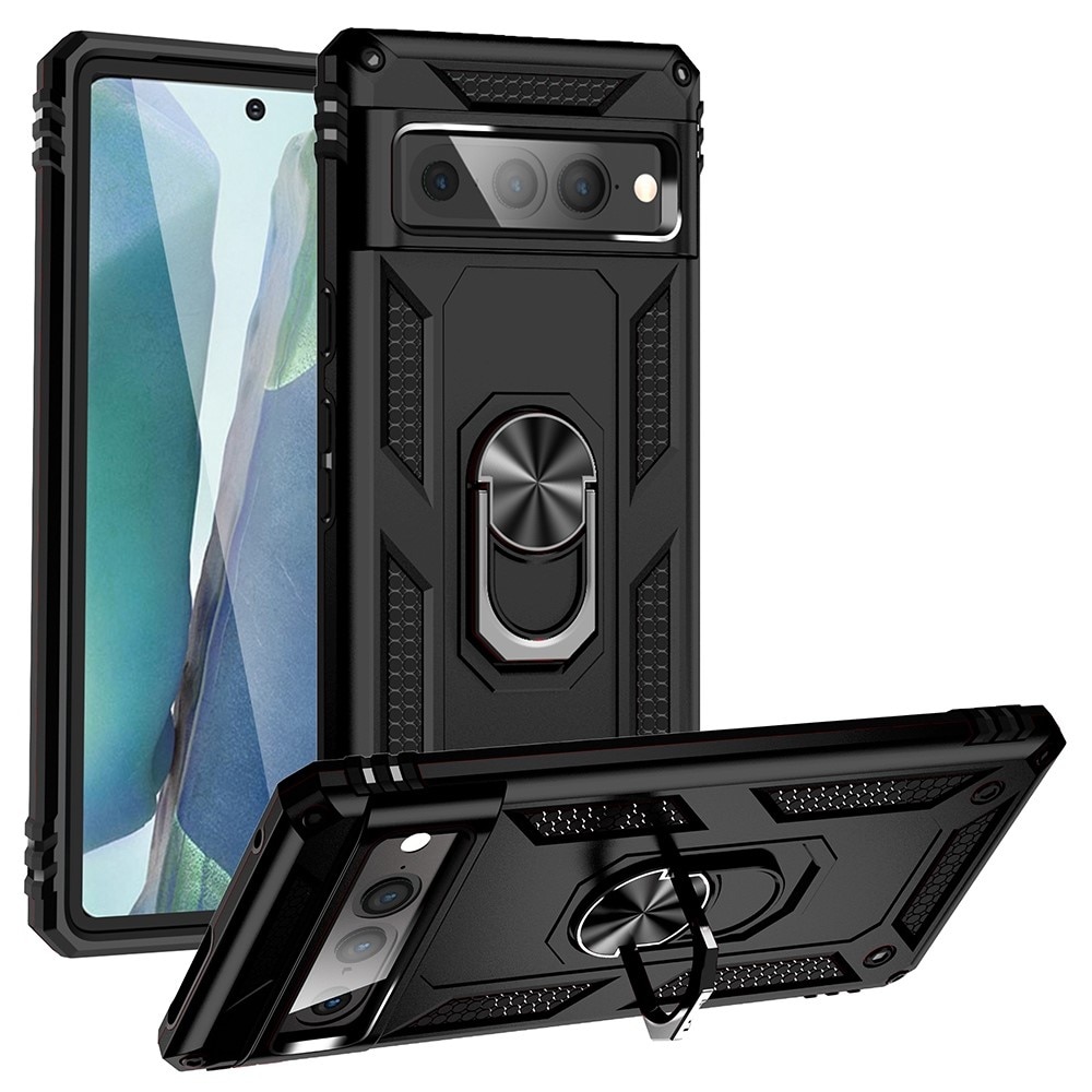 Cover ibride con anello Google Pixel 7 Pro Nero