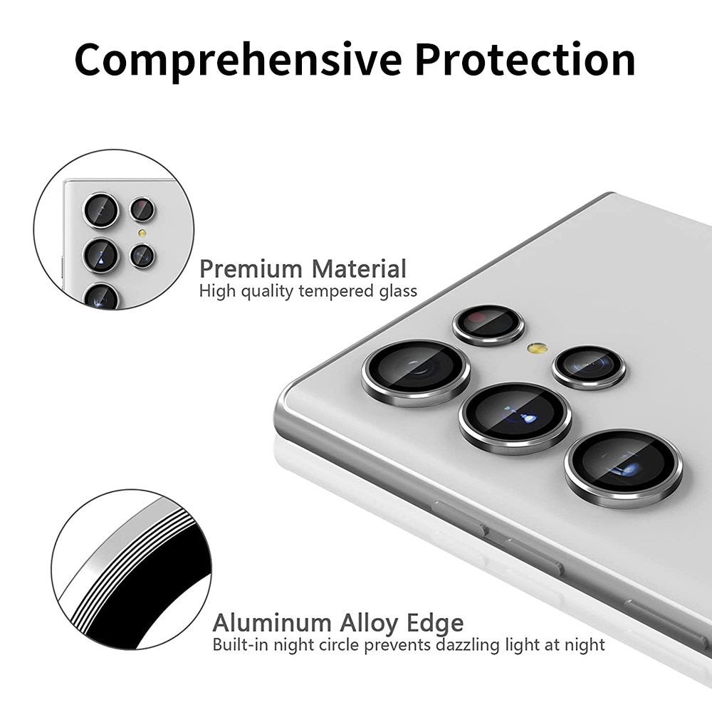 Proteggilente in vetro temperato alluminio Samsung Galaxy S22 Ultra nero