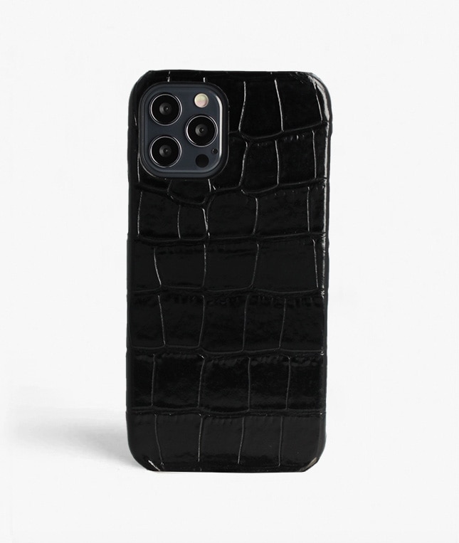 Cover iPhone 12/iPhone 12 Pro Croco Nero