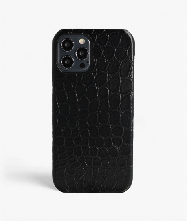 Cover iPhone 12/iPhone 12 Pro Small Croco Nero