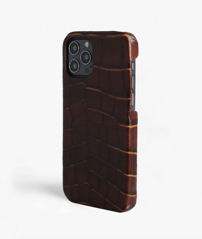 Cover iPhone 12/iPhone 12 Pro Croco Marrone
