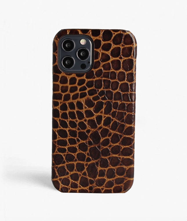 Cover iPhone 12/iPhone 12 Pro Small Croco Marrone