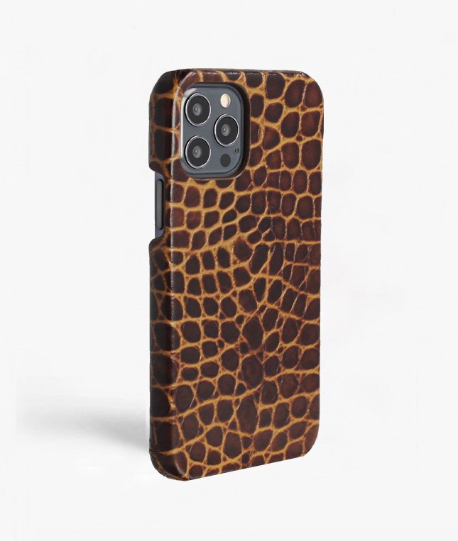 Cover iPhone 12/iPhone 12 Pro Small Croco Marrone