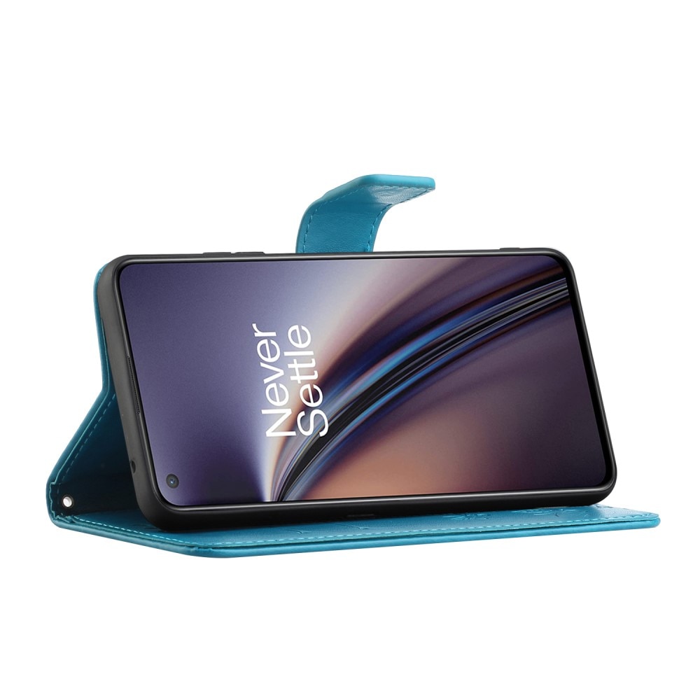 Custodia in pelle a farfalle per OnePlus Nord CE 5G, blu