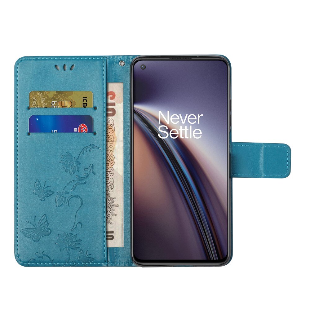 Custodia in pelle a farfalle per  OnePlus Nord CE 5G, Blu