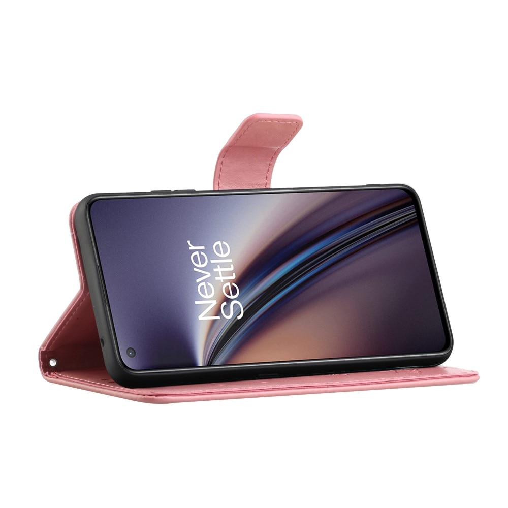 Custodia in pelle a farfalle per OnePlus Nord CE 5G, rosa